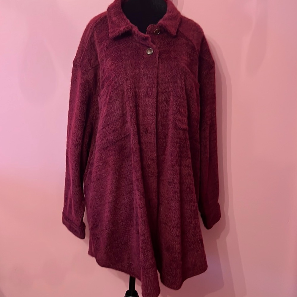Like New 3X Shacket -Maurices - Button up-Lovely Dark Cherry Color